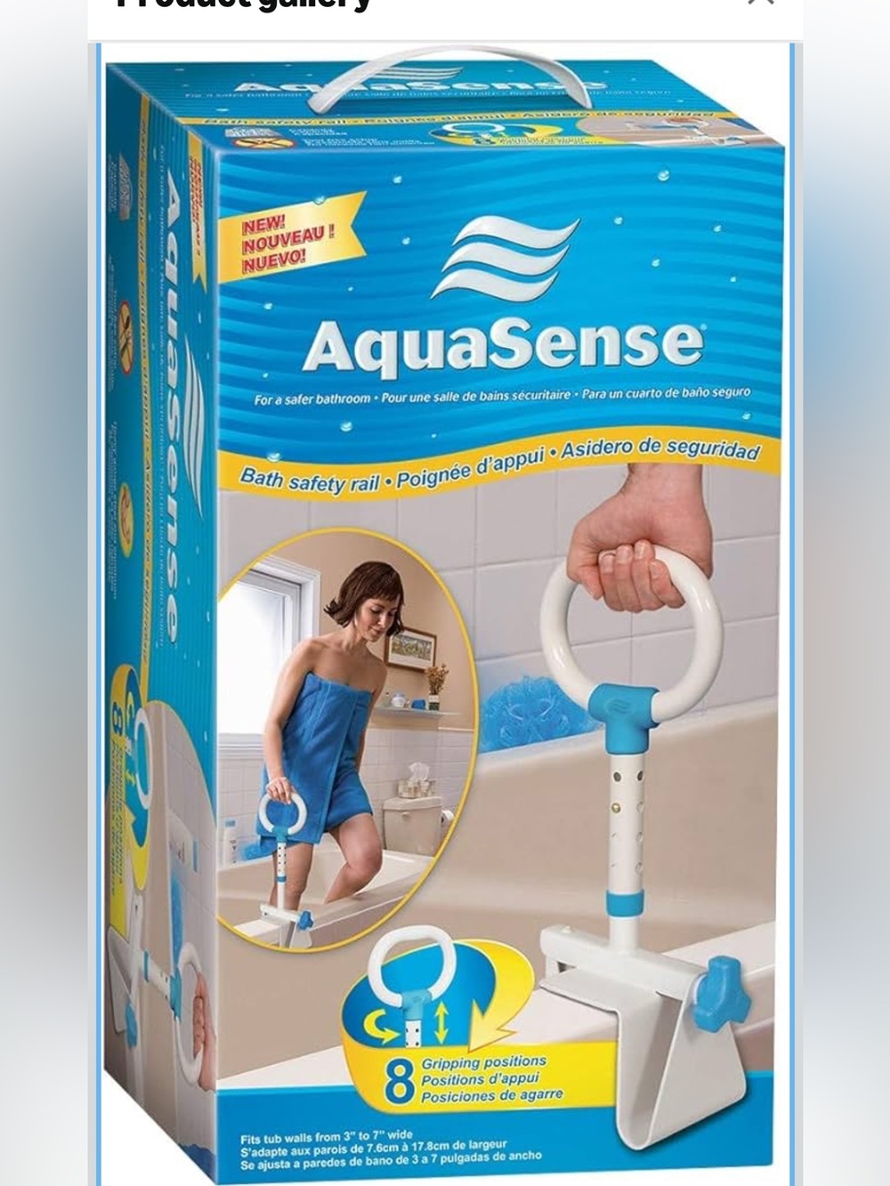 AquaSense Bath Safety Rail - White and Blue